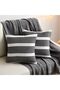 Cotton Square Throw Pillow Covers (Striped Black and White) - Pack of 4 - 2