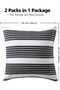 Cotton Square Throw Pillow Covers (Striped Black and White) - Pack of 4 - 8