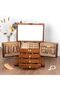 Wooden Jewelry Organizer Box with Mirror and Drawers, Vintage Style (Rose Pattern, 28 x 20 x 19 cm) - 2