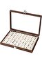 100-Slot Ring Display Case, Walnut Wood Box with Glass Lid, Jewelry Organizer with Flannelette Mat