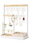 Jewelry Organizer 4-Tier Necklace Organizer with Ring Tray - White