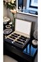 Black Leather Sunglass Organizer - 8-Slot Eyewear Display Case and Storage Box - 4