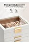 5-Layer Jewelry Box with Glass Lid, 4 Drawers (White) - 6