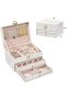 3-Layer PU Leather Jewelry Box Organizer with Two Drawers (White) - 3