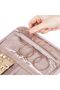 Travel Jewelry Case Organizer Roll - Foldable Jewelry Storage Bag (Pink) - 5