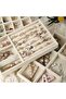 Jewelry Trays Organizer Set for Drawers, Stackable Velvet Inserts, 4-Piece (Beige) - 2