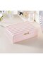 Women Jewelry Box Organizer - Pink Velvet Lined with Mirror & Lock - 2