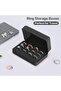 Velet Ring Storage Box for Multiple Rings - 3 Slot Portable Velvet Jewelry Organizer (Black) - 5