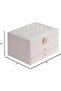 3-Layer PU Leather Jewelry Box Organizer with Two Drawers (White) - 5