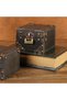 Large Jewelry Box – Antique Dark Grey Wood with Metal Lock and Key - 2