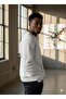 Men's White Crew Neck Sweatshirt 3 Thread Combed Cotton Fabric - 2