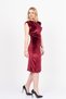 Women's Winter Burgundy Velvet Sculpt Draped Evening Dress Velvet Draped Premium Evening Dress Stylish Daily Casual Dress 50348 - 4