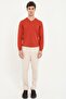Men's Regular Fit V-Neck Tile Knitwear - 2