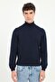Men's Regular Fit Full Turtleneck Navy Blue Knitwear