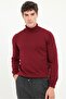 Men's Regular Fit Full Turtleneck Burgundy Knitwear - 3