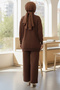 Bow Embroidered Double Knitwear Set Brown - 28032-Brown - 3