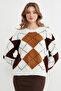 Diamond Patterned Crew Neck Knitwear Sweater - 4