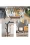 Simple Single Pole Drying Rack, Bottom Shelf, With Hooks On The Sides, Can Hang Clothes And Bags, Si - 4