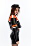 Women's Oversized Puff Coat Printed Racing Style Jacket Streetwear Trend Orange - 5