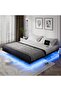 Smart Floating Bed with LED Lights & Charging Station, Metal Platform (200x200cm), No Box Spring - 3