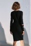 Women's Long Sleeve Winter Stylish Dress with Tulle Detail on the Sleeves and Neckline - 5