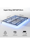 Smart Floating Bed with LED Lights & Charging Station, Metal Platform (200x200cm), No Box Spring