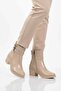 Beige Fur Lined Zippered Women's Boots 1006 Z - 3