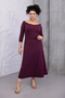 Women's Purple Wide Collar, Flexible Sleeves, Flexible Plus Size Dress