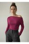 Women's Boat Neck Long Sleeve Winter Buzzy Fabric Blouse New Season Comfortable Fit - 2