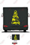 Caravan Sticker Covering with the Text'Go Camping' and an Image of a Tent and a Tree