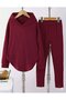 Women's Long Sleeve Hooded Meloni Blouse and Pants Double Suit