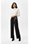 High Waist Black Fabric with Scarf Palazzo Pants