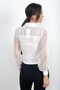Women's Front Zippered Sleeves and Shoulders Tulle Stretch Fabric Blouse - 4