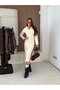New Season Women's Long Sleeve Collared Side Slit Midi Modal Dress - 3