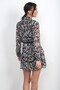 Women's Half Button Front Lined Patterned Layered Chiffon Short Dress - 4