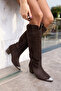 Smash Women's Brown Genuine Leather Suede Western Boots - 8