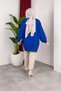 Women's Testtür Clothing Crew Neck Slit Detail Stone and Balloon Sleeve Oversized Stylish Knitwear Tunic - 2