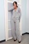 Women's Buttoned Front Jacket piped Palazzo Pants Thessaloniki 2-Piece Set - 3