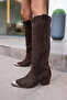 Smash Women's Brown Genuine Leather Suede Western Boots - 7