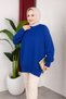 Women's Testtür Clothing Crew Neck Slit Detail Stone and Balloon Sleeve Oversized Stylish Knitwear Tunic
