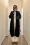 Shawl Collar Long Fleece-Lined Black Cardigan