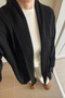 Shawl Collar Long Fleece-Lined Black Cardigan - 3