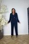 G1663 Collar and Button Detailed Double Suit Navy Blue