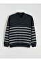 Polo Neck Striped Men's Knitwear Sweater