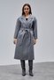 Gray Double-Breasted Closure Waist-Tied Wide Fit Cashmere Coat - 8