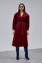 Burgundy Double-Breasted Closure Waist-Tied Wide Fit Cashmere Coat