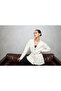 Women's Ecru Gold Button Detailed Soft Cardigan - 3