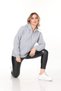 Women's Tops Gray Color Hooded Kangaroo Pocket Zippered Three Thread Sh Fleece-Lined O Oversized Sweatshirt - 6