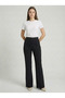 Women's Black High Waist Flared B Piped Detail t Shaping / Sculpting Buttoned Waist Trousers - 3