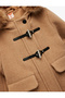 Long Sleeve Wool Blend Hooded Coat with Flap Pockets - 3